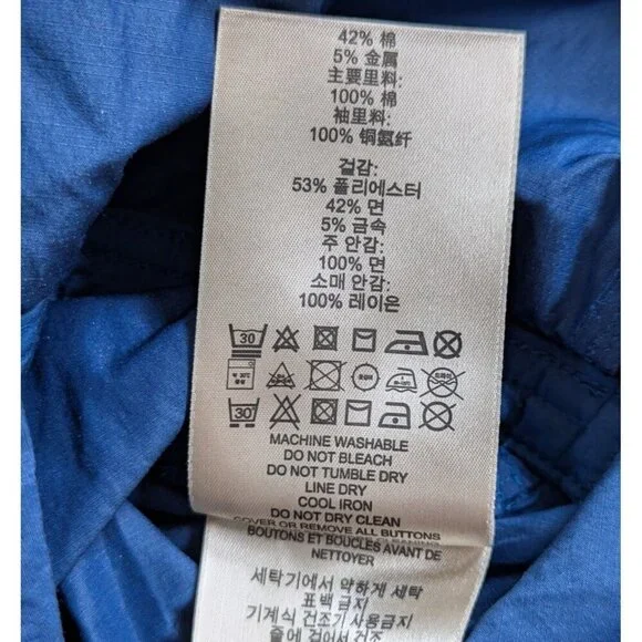 Burberry Brit Blue Women’s Sz 12 Double Breasted Short Trench Coat Lightweight - Picture 15 of 16